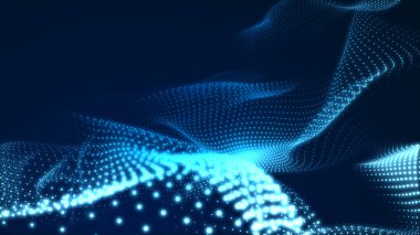 Nokta mavi dalga ışık ekran gradyan doku arkaplanı. Soyut teknoloji büyük veri dijital arkaplanı. 3d oluşturma.