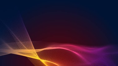 Nokta kırmızı mor dalga çizgisi açık renk gradyan koyu arkaplan. Soyut teknoloji büyük veri dijital arkaplanı. 3d oluşturma.
