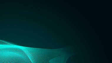 Nokta yeşil dalga ışık ekran gradyan doku arka planı. Soyut teknoloji büyük veri dijital arkaplanı. 3d oluşturma.