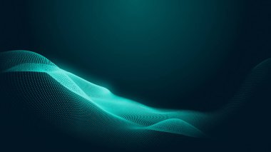 Nokta yeşil dalga ışık ekran gradyan doku arka planı. Soyut teknoloji büyük veri dijital arkaplanı. 3d oluşturma.