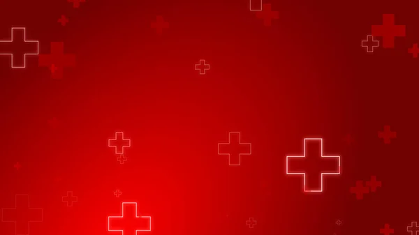 Medical health red cross neon light shapes pattern background. Abstract healthcare with emergency concept.