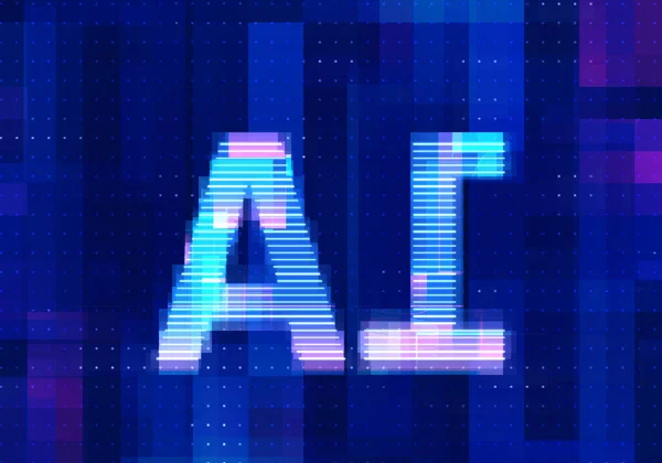 人工知能アイコンAi技術を背景に青 概要デジタル未来デザインコンセプトによるデジタル機械学習 — ストック写真