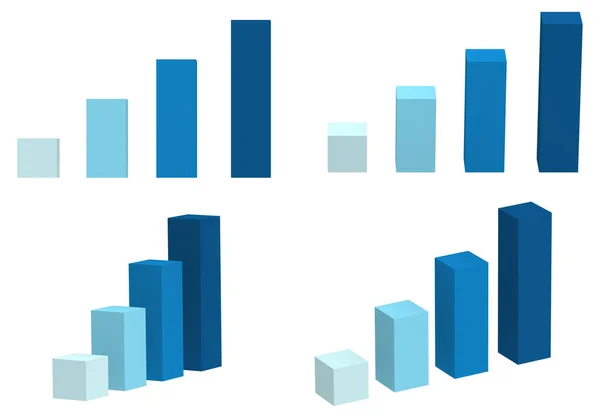 3d chart bar blue set isolated on white background. Business chart infographic collection. 3D graphic Illustration rendering. Object with clipping path.