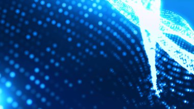 Nokta mavi dalga ışık ekran gradyan doku arkaplanı. Soyut ai teknolojisi büyük veri dijital arkaplanı. 3d oluşturma.