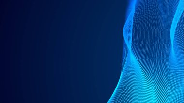 Nokta mavi dalga ışık ekran gradyan doku arkaplanı. Soyut teknoloji büyük veri dijital arkaplanı. 3d oluşturma.