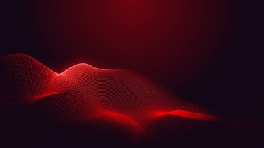 Nokta kırmızı mor dalga çizgisi açık renk gradyan koyu arkaplan. Soyut teknoloji büyük veri dijital arkaplanı. 3d oluşturma.