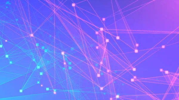 Abstract purple blue polygon tech network with connect technology background. Abstract dots and lines texture background. 3d rendering.