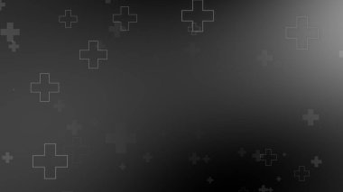 Tıbbi sağlık haçı siyah arkaplanda neon ışığı şekilleri oluşturur. Koronavirüslü soyut sağlık hizmetleri ölüm vakası kavramını etkiledi.