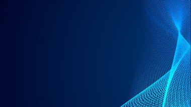 Nokta mavi dalga ışık ekran gradyan doku arkaplanı. Soyut teknoloji büyük veri dijital arkaplanı. 3d oluşturma.