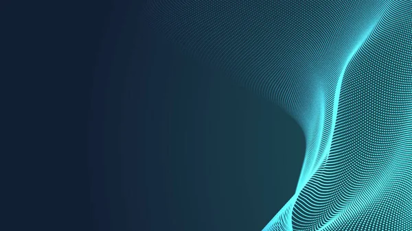 Nokta yeşil dalga ışık ekran gradyan doku arka planı. Soyut teknoloji büyük veri dijital arkaplanı. 3d oluşturma.
