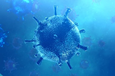 Coronavirus 2019 COVID-19 salgını. Biyoloji bilimi 3D görüntüleme.