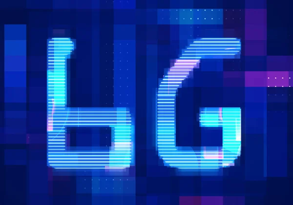 6G Network Internet Mobile icon technology blue background. Abstract digital machine learning with digital future design concept.