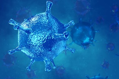 Coronavirus 2019 COVID-19 salgını. Biyoloji bilimi 3D görüntüleme.