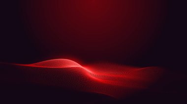 Nokta kırmızı mor dalga çizgisi açık renk gradyan koyu arkaplan. Soyut teknoloji büyük veri dijital arkaplanı. 3d oluşturma.