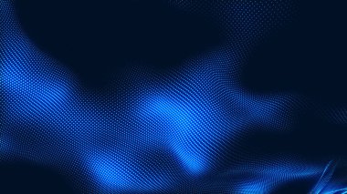 Nokta beyaz dalga ışık ekran gradyan doku arkaplanı. Soyut teknoloji büyük veri dijital arkaplanı. 3d oluşturma.