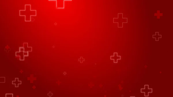 Medical health red cross neon light shapes pattern background. Abstract healthcare with emergency concept.