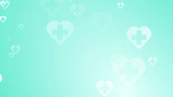 Medical Health Green Blue Cross Hearts Pattern Background Abstract Healthcare — Stock Photo, Image