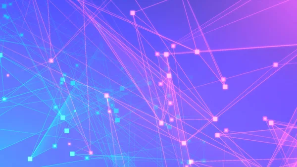 Abstract purple blue polygon tech network with connect technology background. Abstract dots and lines texture background. 3d rendering.