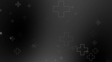 Tıbbi sağlık haçı siyah arkaplanda neon ışığı şekilleri oluşturur. Koronavirüslü soyut sağlık hizmetleri ölüm vakası kavramını etkiledi.
