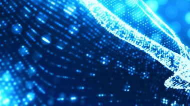 Nokta mavi dalga ışık ekran gradyan doku arkaplanı. Soyut ai teknolojisi büyük veri dijital arkaplanı. 3d oluşturma.