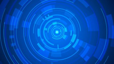 Daire mavi teknoloji yüksek teknoloji karanlık arka plan. Soyut grafik dijital gelecek konsept tasarımı.