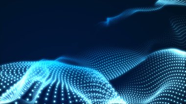Nokta mavi dalga ışık ekran gradyan doku arkaplanı. Soyut teknoloji büyük veri dijital arkaplanı. 3d oluşturma.