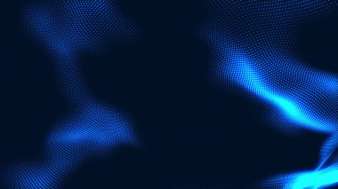Nokta beyaz dalga ışık ekran gradyan doku arkaplanı. Soyut teknoloji büyük veri dijital arkaplanı. 3d oluşturma.