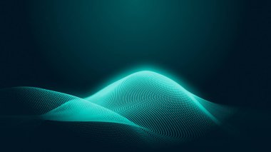 Nokta yeşil dalga ışık ekran gradyan doku arka planı. Soyut teknoloji büyük veri dijital arkaplanı. 3d oluşturma.