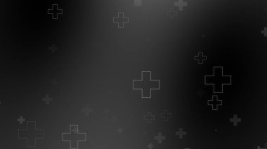 Tıbbi sağlık haçı siyah arkaplanda neon ışığı şekilleri oluşturur. Koronavirüslü soyut sağlık hizmetleri ölüm vakası kavramını etkiledi.