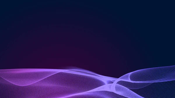 Dot Blu Linea Onda Viola Chiaro Gradiente Sfondo Scuro Tecnologia — Foto Stock