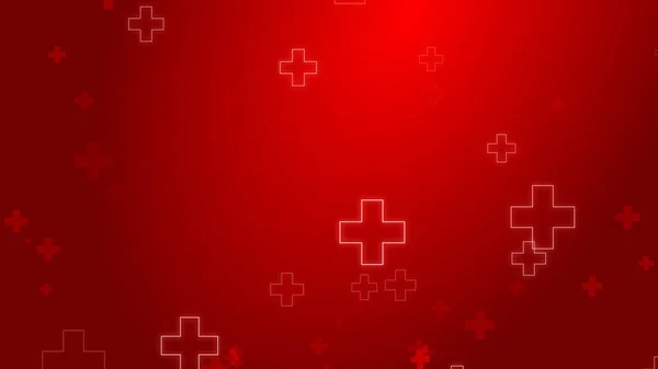 Medical health red cross neon light shapes pattern background. Abstract healthcare with emergency concept.