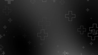 Tıbbi sağlık haçı siyah arkaplanda neon ışığı şekilleri oluşturur. Koronavirüslü soyut sağlık hizmetleri ölüm vakası kavramını etkiledi.