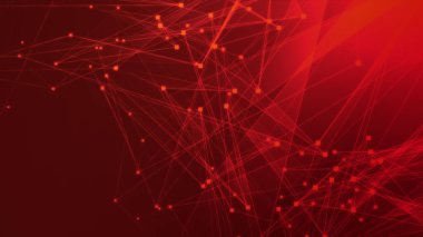 Teknoloji geçmişine sahip soyut kırmızı çokgen teknoloji ağı. Soyut noktalar ve satır dokusu arka planı. 3d oluşturma.