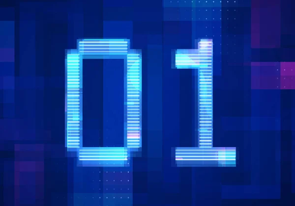 Binary Computer Code Screen Monitor Computer Technology Blue Background Abstract — Stock Photo, Image