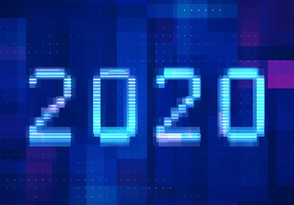 2020 Vision Nouvelle Année Avec Fond Bleu Technologie Apprentissage Automatique — Photo