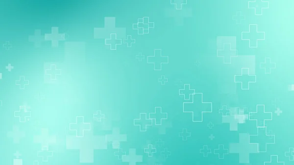 Medical green blue cross pattern background. Abstract healthcare technology and science concept.