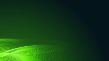 Nokta yeşil dalga ışık ekran gradyan dokusu koyu arkaplan. Soyut teknoloji büyük veri dijital arkaplanı. 3d oluşturma.