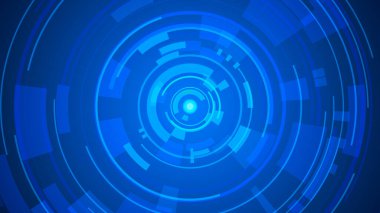 Daire mavi teknoloji yüksek teknoloji karanlık arka plan. Soyut grafik dijital gelecek konsept tasarımı.