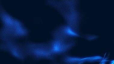 Nokta beyaz dalga ışık ekran gradyan doku arkaplanı. Soyut teknoloji büyük veri dijital arkaplanı. 3d oluşturma.
