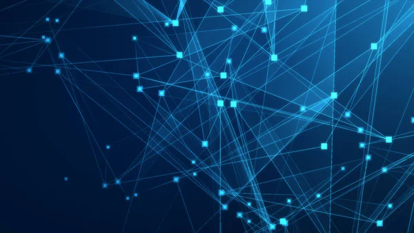 Teknoloji geçmişine sahip soyut mavi çokgen teknoloji ağı. Soyut noktalar ve satır dokusu arka planı. 3d oluşturma.