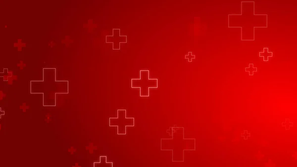 Medical health red cross neon light shapes pattern background. Abstract healthcare with emergency concept.