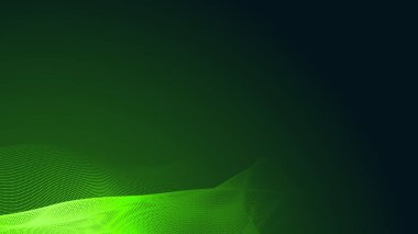 Nokta yeşil dalga ışık ekran gradyan dokusu koyu arkaplan. Soyut teknoloji büyük veri dijital arkaplanı. 3d oluşturma.