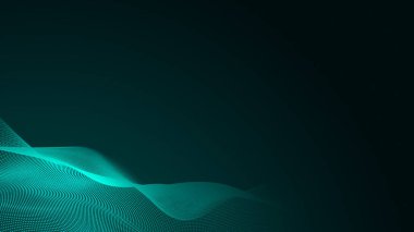 Nokta yeşil dalga ışık ekran gradyan doku arka planı. Soyut teknoloji büyük veri dijital arkaplanı. 3d oluşturma.