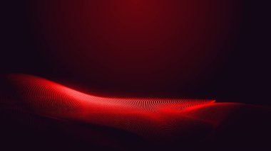 Nokta kırmızı mor dalga çizgisi açık renk gradyan koyu arkaplan. Soyut teknoloji büyük veri dijital arkaplanı. 3d oluşturma.