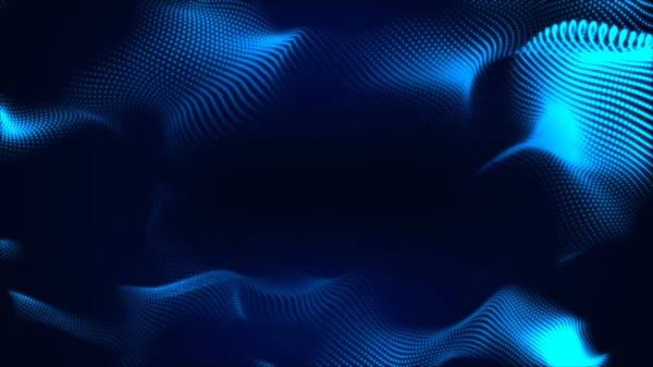 Nokta beyaz dalga ışık ekran gradyan doku arkaplanı. Soyut teknoloji büyük veri dijital arkaplanı. 3d oluşturma.