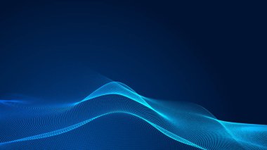 Nokta mavi dalga ışık ekran gradyan doku arkaplanı. Soyut teknoloji büyük veri dijital arkaplanı. 3d oluşturma.