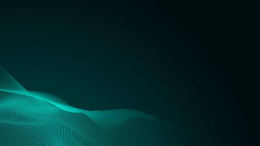 Nokta yeşil dalga ışık ekran gradyan doku arka planı. Soyut teknoloji büyük veri dijital arkaplanı. 3d oluşturma.