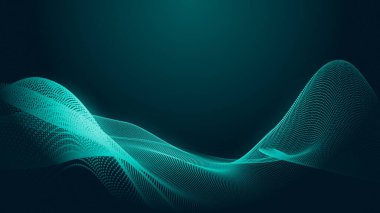 Nokta yeşil dalga ışık ekran gradyan doku arka planı. Soyut teknoloji büyük veri dijital arkaplanı. 3d oluşturma.