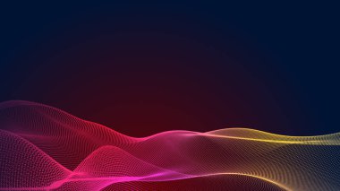 Nokta kırmızı mor dalga çizgisi açık renk gradyan koyu arkaplan. Soyut teknoloji büyük veri dijital arkaplanı. 3d oluşturma.