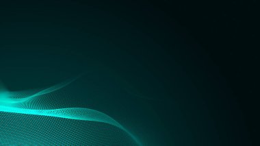 Nokta yeşil dalga ışık ekran gradyan doku arka planı. Soyut teknoloji büyük veri dijital arkaplanı. 3d oluşturma.